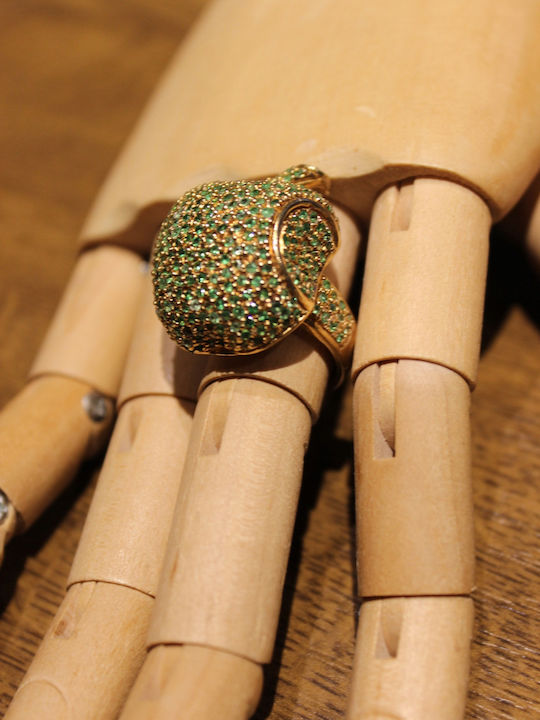 Silver Apple Ring Tsavorite R15