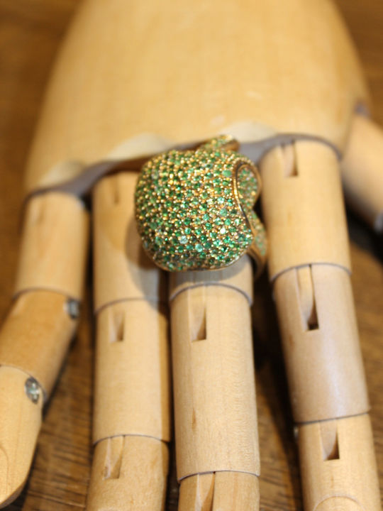 Silver Apple Ring Tsavorite R15