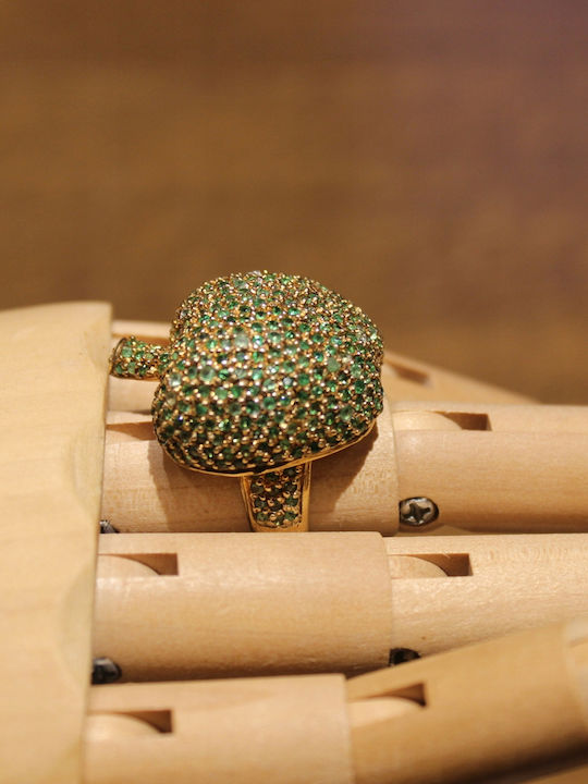 Silver Apple Ring Tsavorite R15