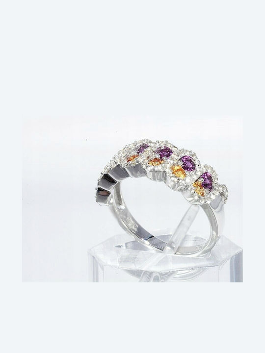 Silberring Mit Natürlichen Saphiren Zircons Größe 17