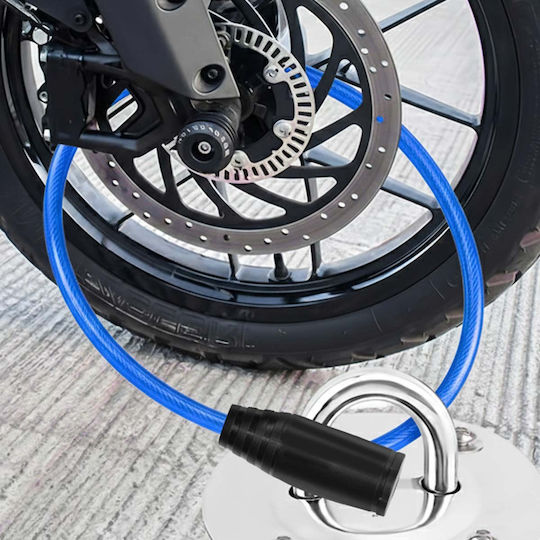 Avizar Compact Round Head Anti-theft Cable Key Lock Bicycles Scooters Blue