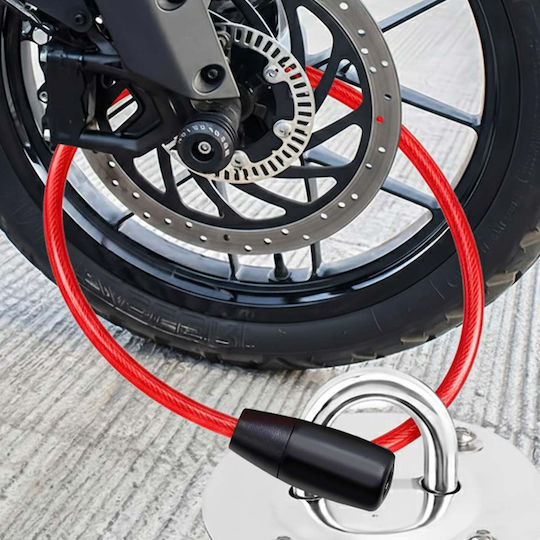 Avizar Flat Head Anti-theft Cable Key Lock Bikes Scooters Red Black
