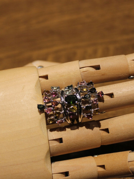 Natural Tourmaline Diopside Ring R15.5