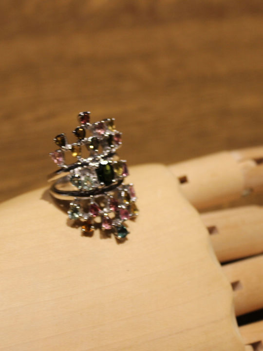 Natural Tourmaline Diopside Ring R15.5
