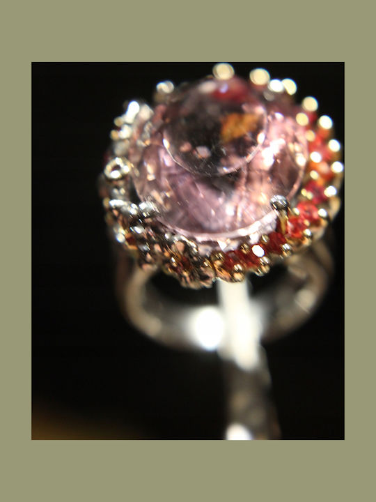 Artistic Silver Ring Natural Ametrine Sapphires Size 15.5