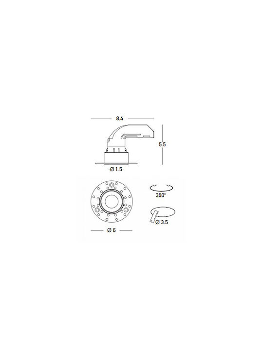 Zambelis Lights Recessed Spot with Integrated LED and Warm White Light White 1pcs