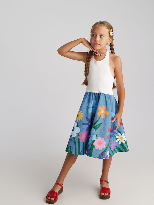 Mädchenkleid Ärmellos Blau