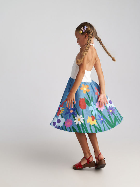 Mädchenkleid Ärmellos Blau