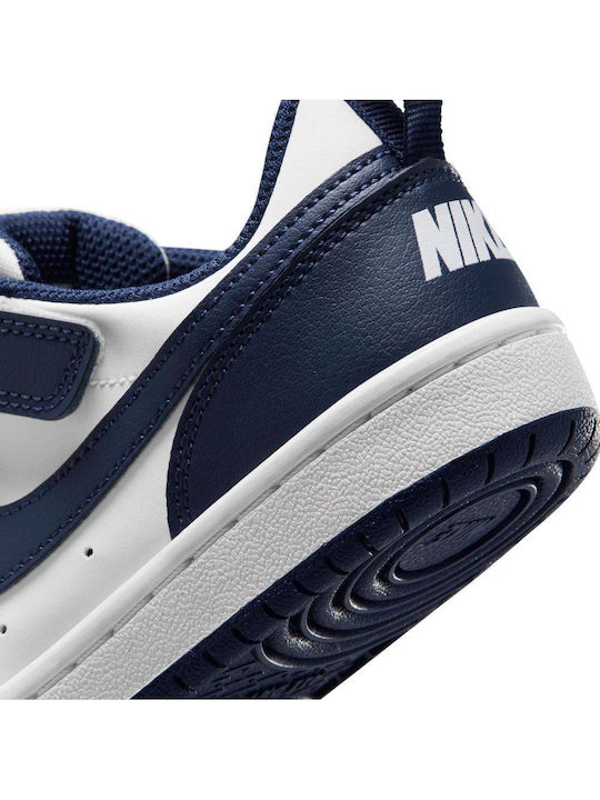 Court Borough Low Kids Sneakers with Hoop & Loop Closure White