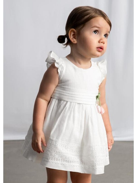 Girls Sleeveless Dress with Lace Set with Accessories Ecru