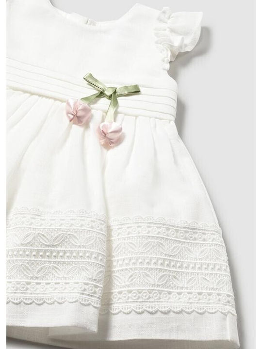 Girls Sleeveless Dress with Lace Set with Accessories Ecru