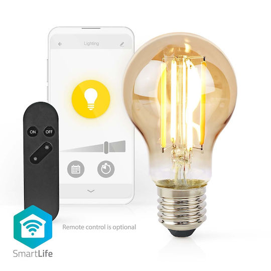 Nedis Wi-fi Smart Led Bulb Filament E27 A60 7w 806lm Warm White 1800 3000k Glass Gold