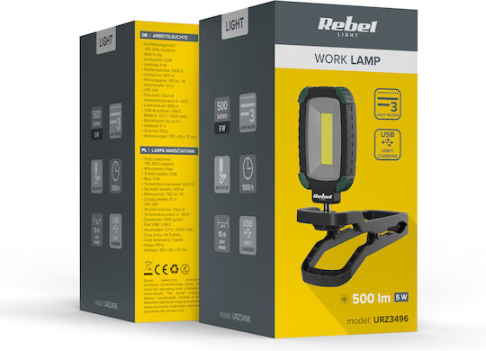 Rebel Arbeitslampe Batterie LED mit einer Helligkeit von bis zu 500lm