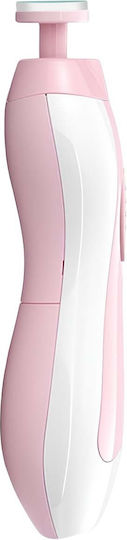 Avizar Electric Rotating Baby Nail Trimmer Set Led 6 Tips White Pink