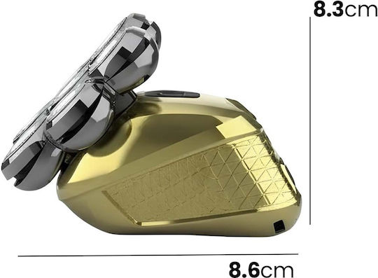 Avizar Precise Aparat de Ras Electric cu 7 Capete Rotative Reîncărcabil Pentru Utilizare Umedă și Uscată Auriu
