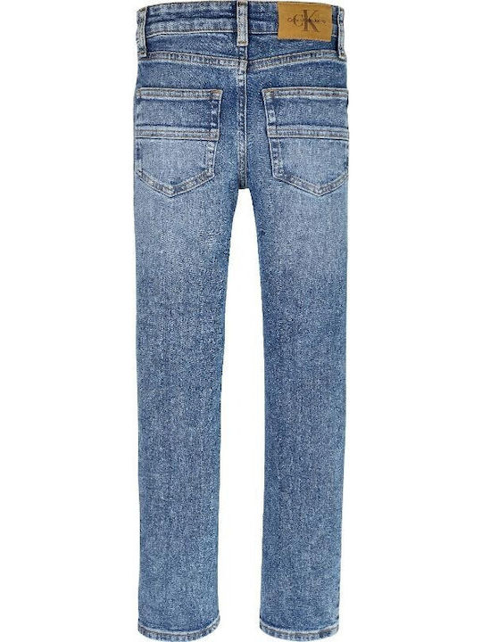 Calvin Klein Blugi Pentru Copii Pantaloni Jeans Spălați Albastru Erou Calvin Klein Blugi Pentru Copii Pantaloni Jeans Spălați Albastru Erou