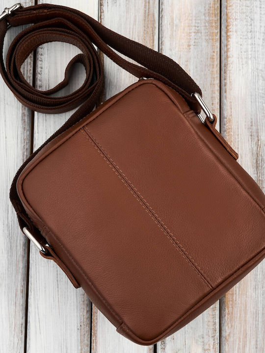 Leather Men's Shoulder / Crossbody Bag Tabac Brown