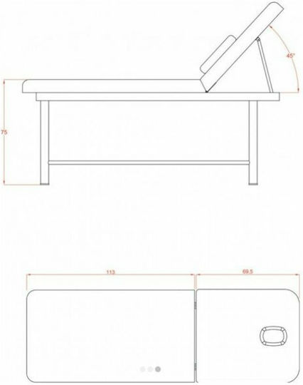 Bett Massage und Physiotherapie Weiß aus Metall 183x63cm.