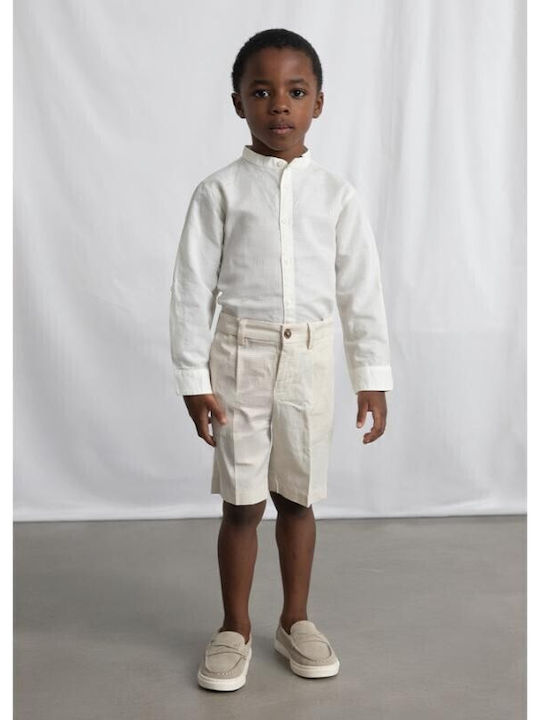 Kids One Color Long-Sleeved Ecru Shirt