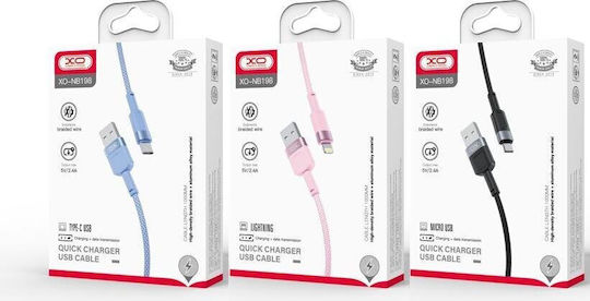 XO Редовна USB 2.0 до микро USB кабел Розов 1м 1бр