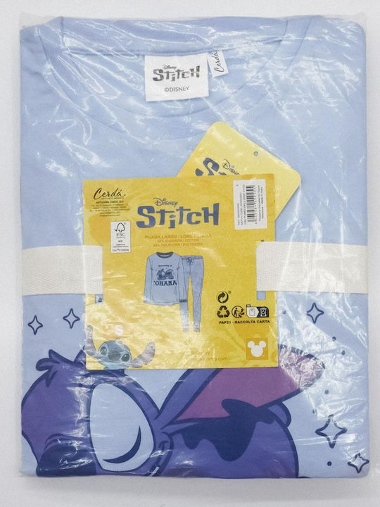 Cerda Παιδική Πιτζάμα Βαμβακερή Γαλάζια Stitch