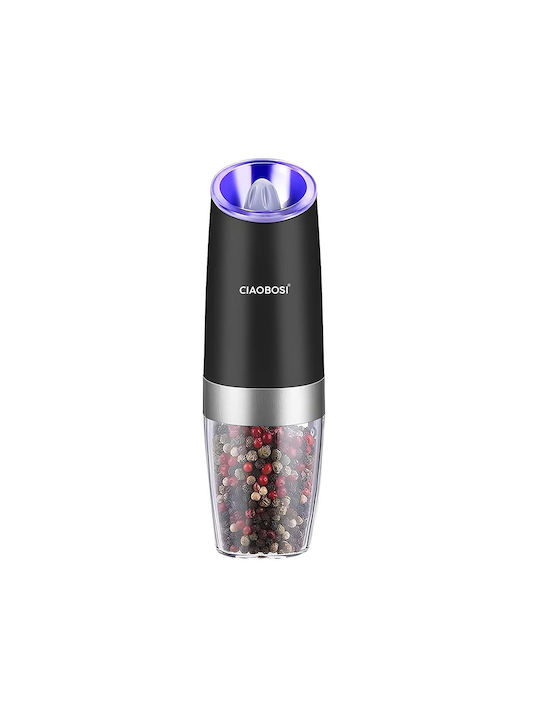 Avizar Electric Gravity Mill Pepper Salt Ceramic Mechanism Transparent Black