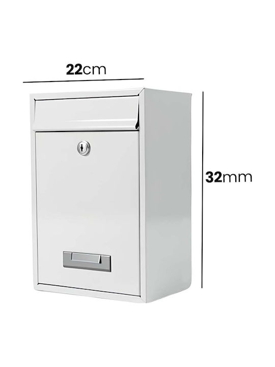 Avizar Compact Metal Wall-mounted Mailbox Key Lock 32x22x8.5cm White