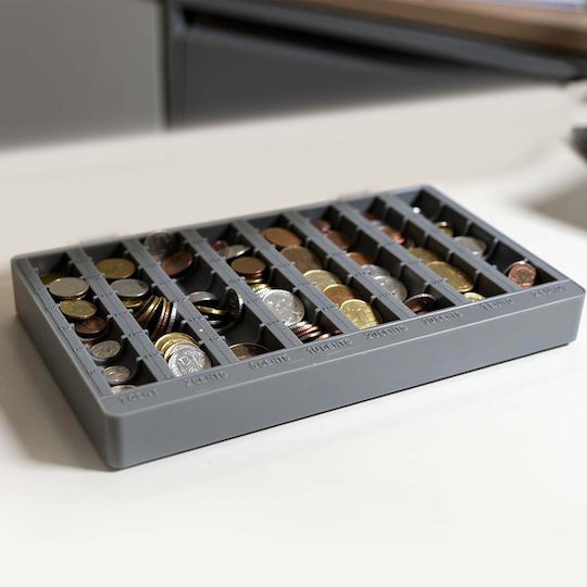 Avizar Compartmentalized Plastic Money Tray Cash Organization Grey