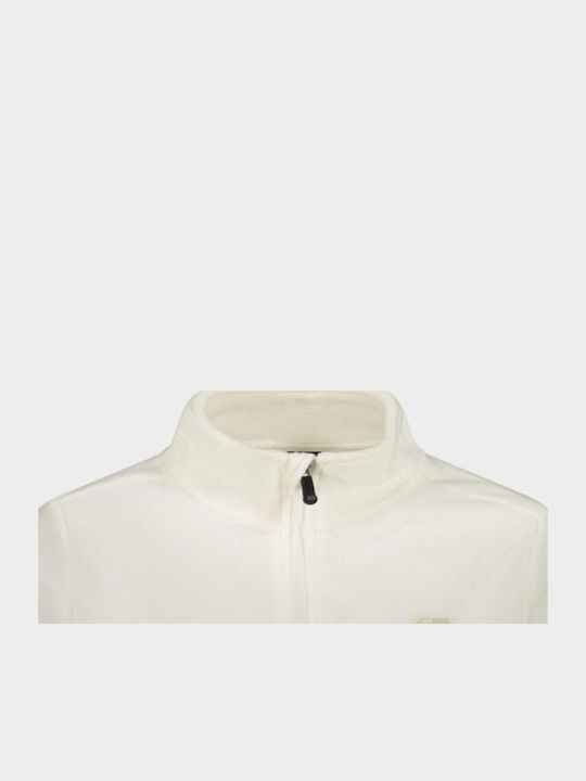 Fleece Women's Cardigan with Zipper White