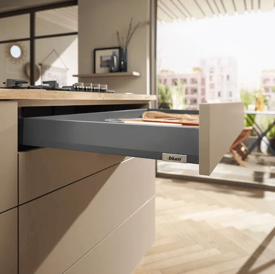 Metallic Drawer Blum Merivobox N Height 8.55cm Depth 50cm Load Capacity 40 Kg Dark Gray Grey Orion