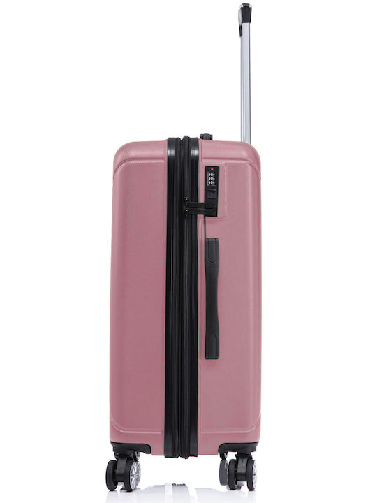 Quasar Μεσαία Βαλίτσα Ταξιδίου Σκληρή Powder Pink με 4 Ρόδες Ύψους 66.5εκ.