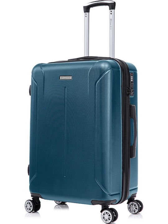 Quasar Μεσαία Βαλίτσα Ταξιδίου Σκληρή Petrol Blue με 4 Ρόδες Ύψους 66.5εκ.