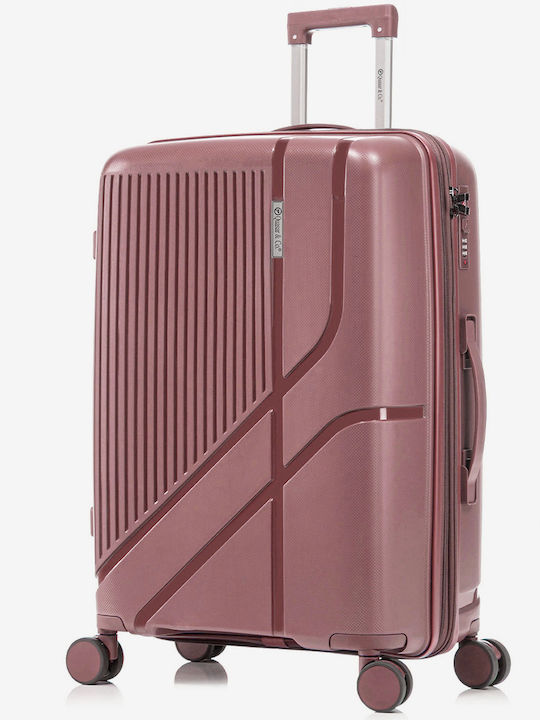 Quasar Großer Reisekoffer Hartschalen Dusty Pink mit 4 Räder Höhe 76cm