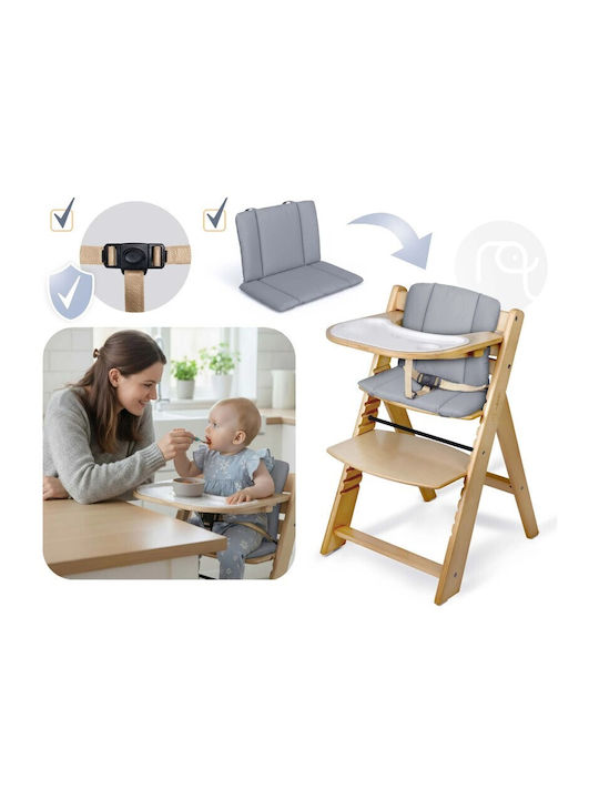 Nukido Hochstuhl & Holzsitz Beige