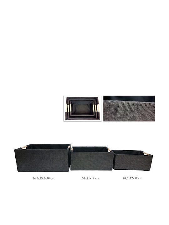 Due esse Storage Basket Fabric Black 3pcs