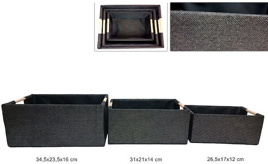 Due esse Storage Basket Fabric Black 3pcs