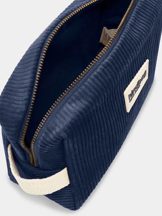 Hindbag Kulturbeutel Leon Marineblau Corduroy Kordel Neseser Organische Baumwolle