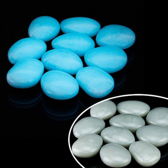 Glow Aqua Luminous Phosphorescent Pebbles 4 Cm Diameter 10 Pieces