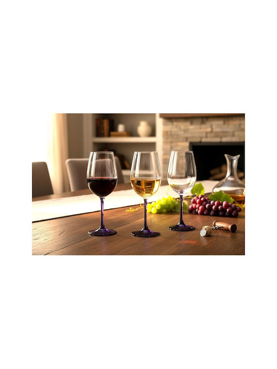 Domumart Set de pahare pentru Vin Alb din Cristal în Culoarea Violet Cu picior 350ml 6buc