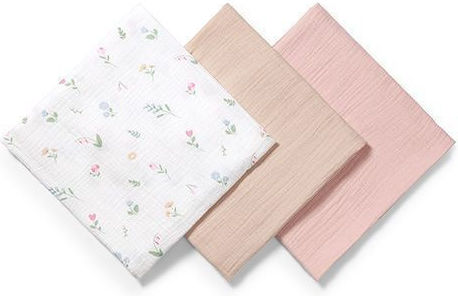 Babyono Muslin Swaddle Blankets Pink 70x70cm 3 Pieces