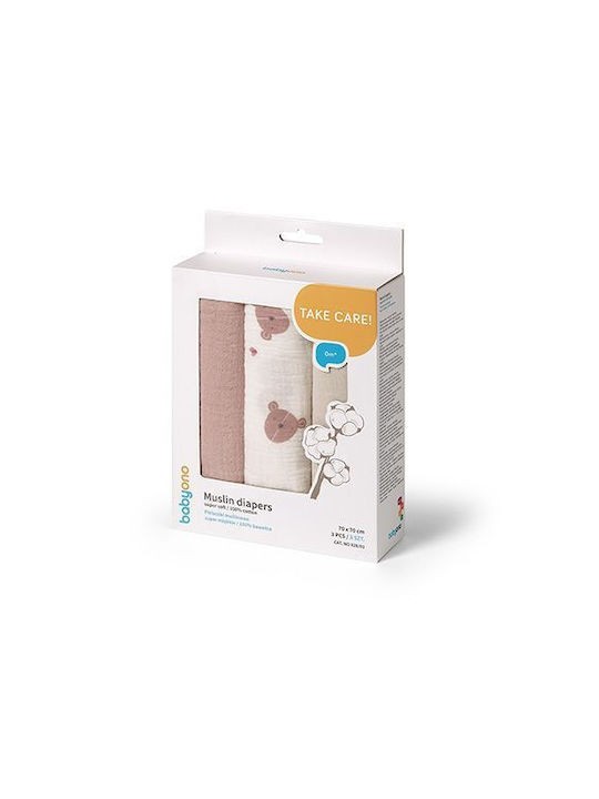 Babyono Muslin Swaddle Wraps 70x70cm. 3pcs