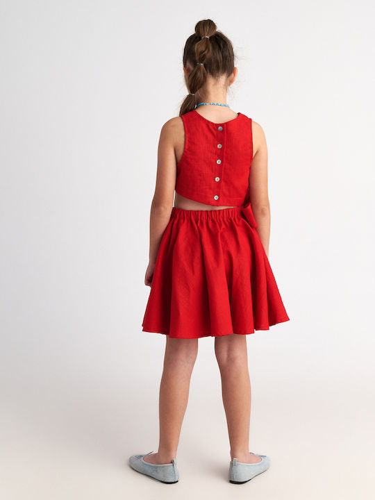 Girls Sleeveless Red Dress