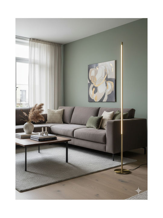 Aca Avenue LED Floor Lamp H146xW18cm. with Warm White Light 920lm Gold