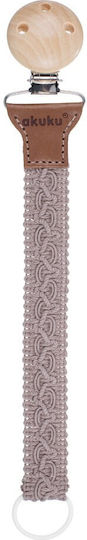 Akuku Premium Pacifier Ribbon from Gray Fabric