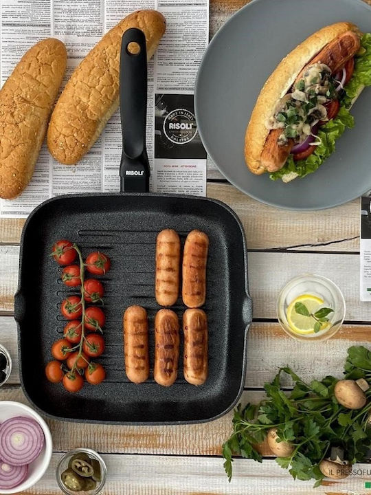 Risoli Blackplus Grill made of Cast Aluminum with Stone Coating Black 26cm