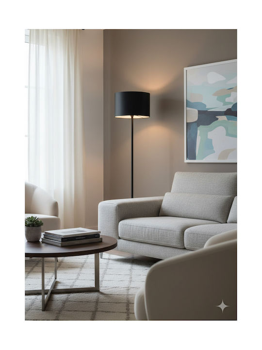 GloboStar Ashley Floor Lamp H145xW35cm. with Socket for Bulb E27 Black
