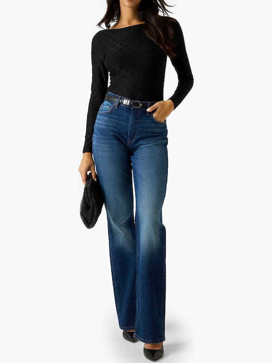 Women's Blouse with Straps Checked Black