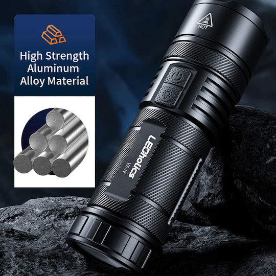 Ledholics Rechargeable Flashlight LED with Maximum Brightness 800lm Red