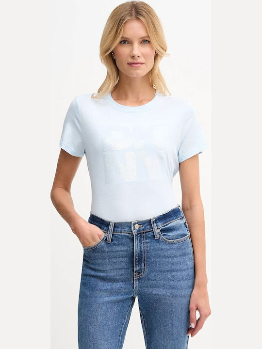 Damen Bluse Baumwolle Kurzärmelig Light Blue