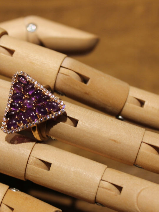 Beautiful Amethyst Zircon Ring Size 14